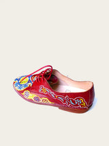 Bold genuine leather derby shoe hand-painted