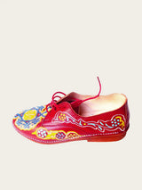 Bold genuine leather derby shoe hand-painted