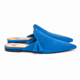 Blue leather mule with tassel