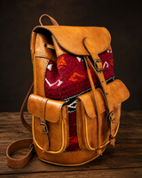Leather and vintage kilim backpack with kilim