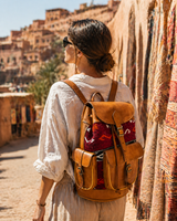 Leather and vintage kilim backpack with kilim