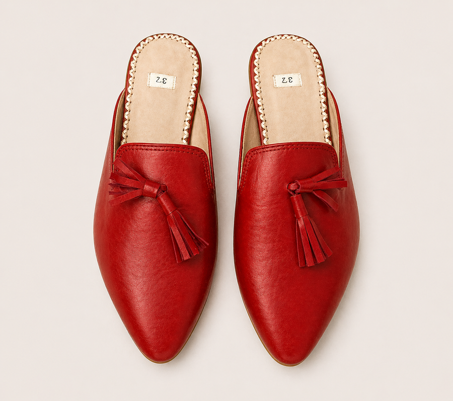 Lbatool tanned leather mule with tassel