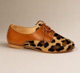 Zina tanned leather derby shoe leopard pattern