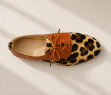Zina tanned leather derby shoe leopard pattern