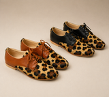 Zina tanned leather derby shoe leopard pattern