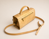 Cream full-grain leather shoulder bag