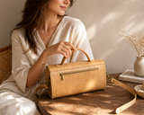 Cream full-grain leather shoulder bag