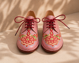 Hand full-grain leather derby shoe hand-painted