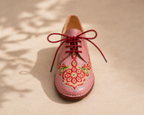 Hand full-grain leather derby shoe hand-painted