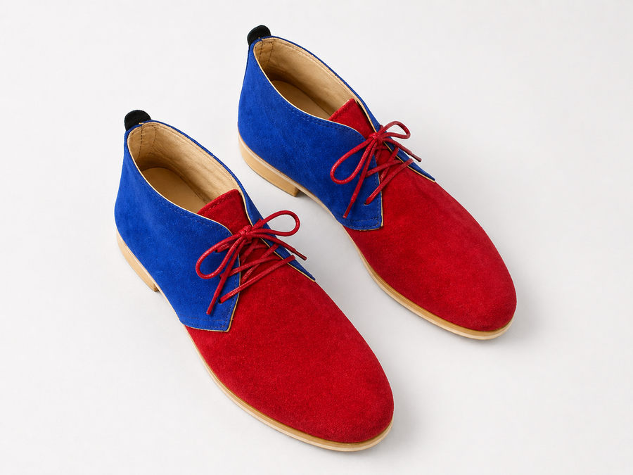 Two suede leather chukka boot two-tone