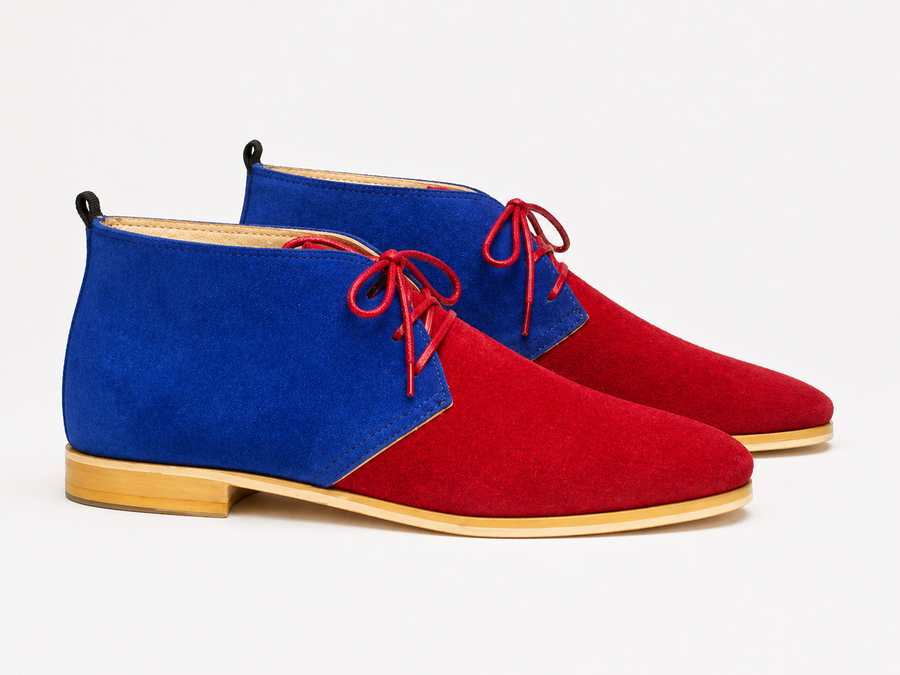 Two suede leather chukka boot two-tone