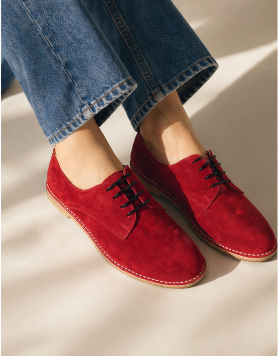 Red leather oxford shoe
