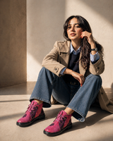 Pink leather ankle boot
