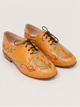 Red genuine leather shoe hand-painted