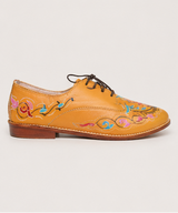 Red genuine leather shoe hand-painted
