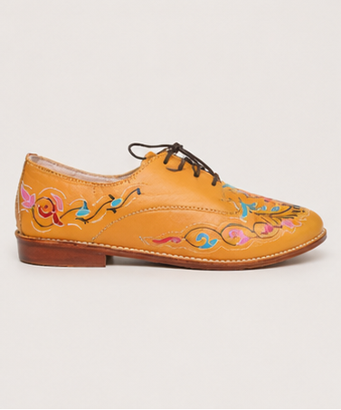 Red genuine leather shoe hand-painted