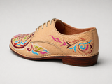 Creamy genuine leather oxford shoe hand-painted