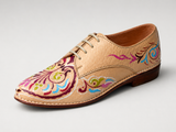 Creamy genuine leather oxford shoe hand-painted