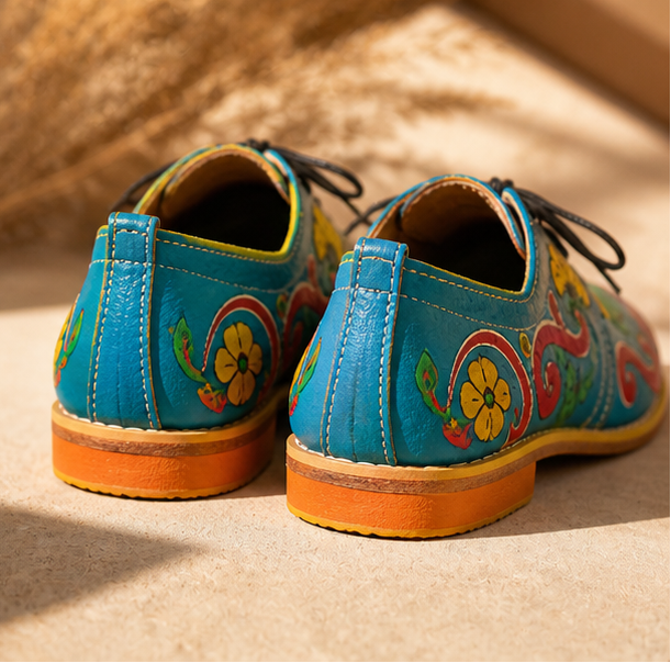 Souq Atelier Derby Shoes – Handmade Genuine Leather, Blue | One-of-a-Kind Handmade Creation