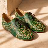 Souq Atelier Oxford Shoes – Handmade Genuine Leather, Green | Individually Crafted Artisan Piece
