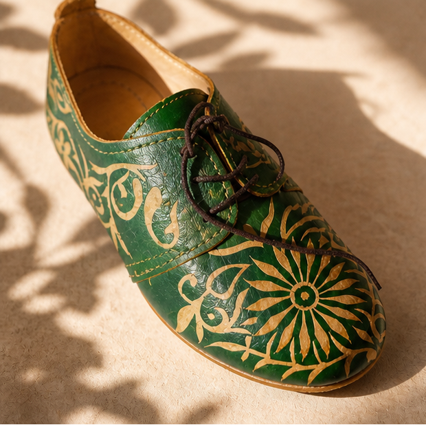 Souq Atelier Oxford Shoes – Handmade Genuine Leather, Green | Individually Crafted Artisan Piece