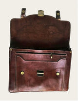 Brown full-grain leather briefcase