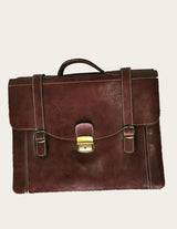 Brown full-grain leather briefcase