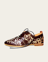 Genuine leather oxford shoe hand-painted