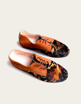Leopard suede leather derby shoe leopard pattern
