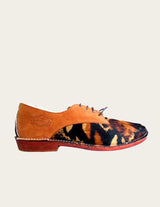 Leopard suede leather derby shoe leopard pattern