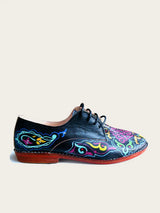 Purple leather derby shoe hand-painted