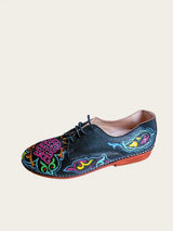 Purple leather derby shoe hand-painted