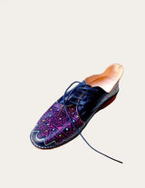 Purple leather derby shoe hand-painted