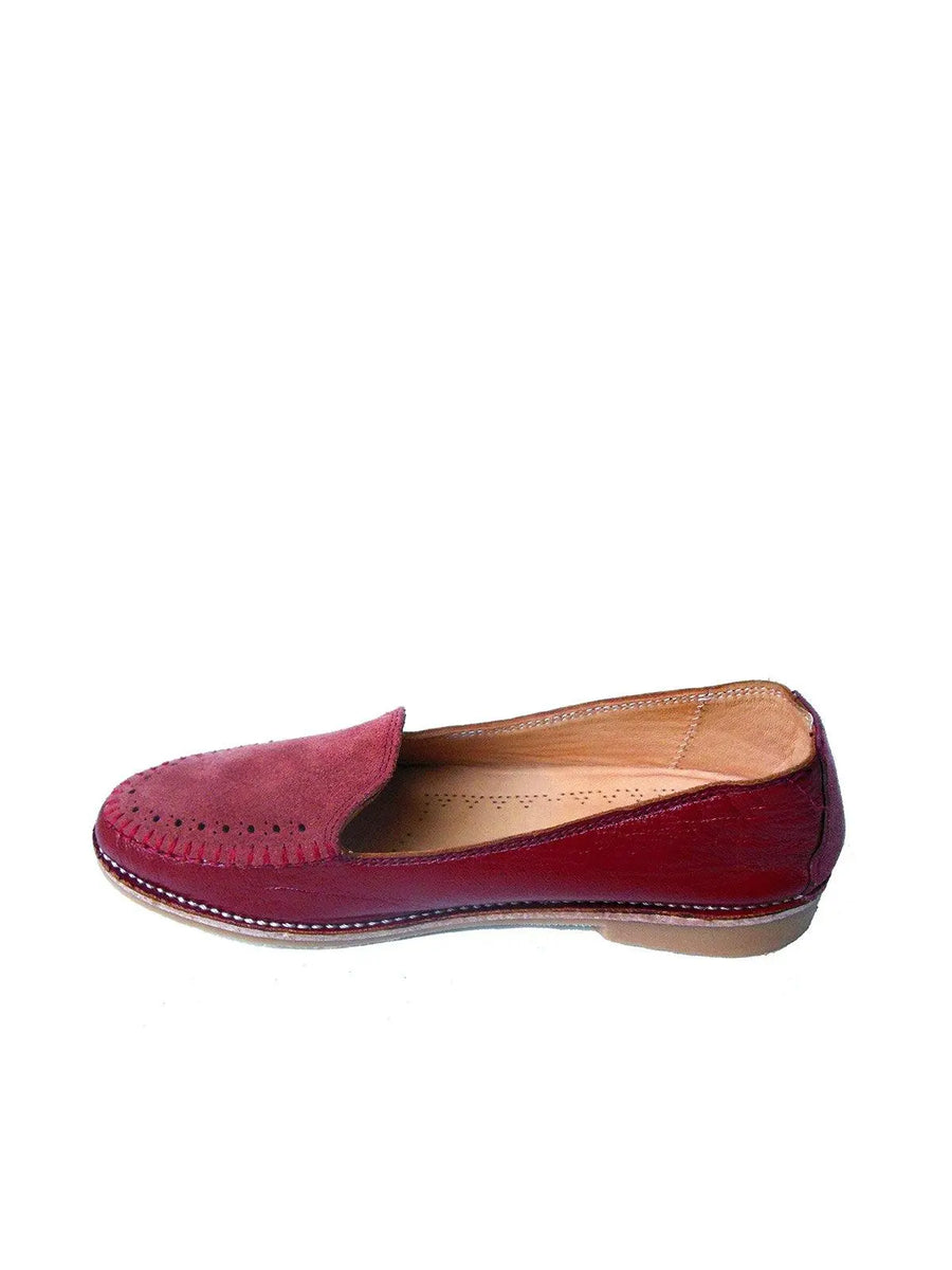 Red Suede Leather Loafer for Women Vintage Kernel