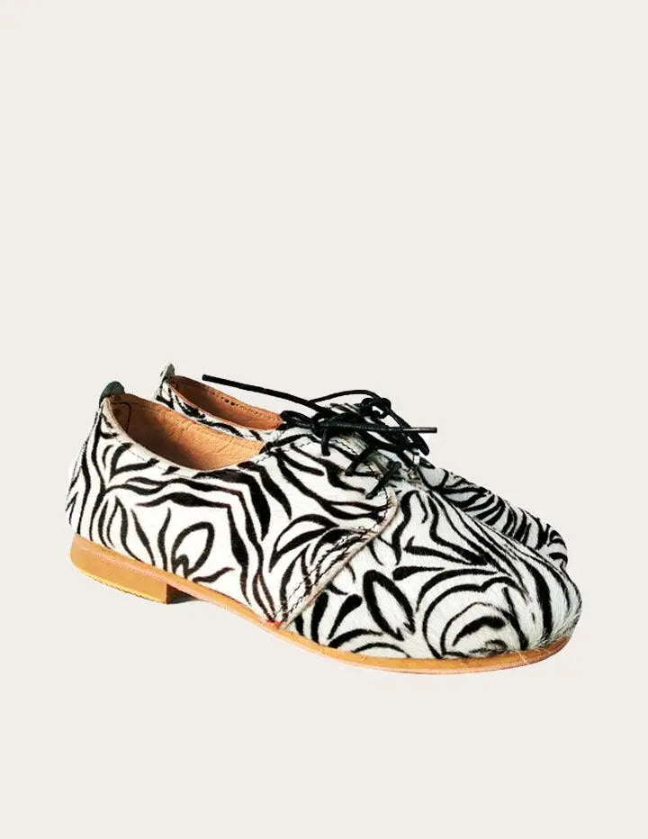 Unique Zebra Suede Leather Derby Shoe Vintage Kernel