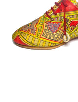 Genuine leather derby shoe hand-painted