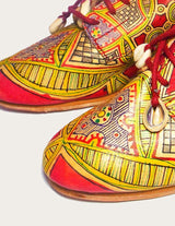Genuine leather derby shoe hand-painted