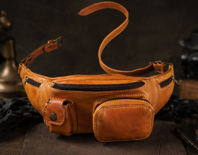 Mustard genuine leather shoulder bag
