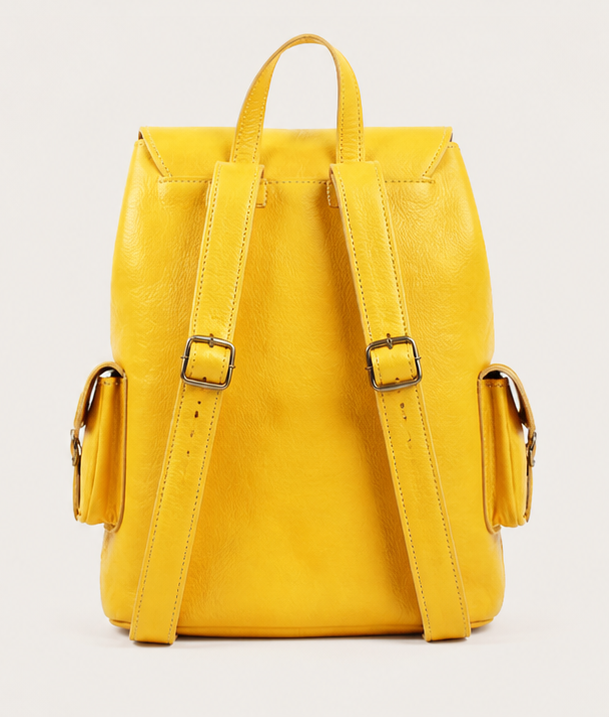 Souq Atelier Leather Backpack – Handmade Genuine Leather, Yellow | Limited Handmade Edition