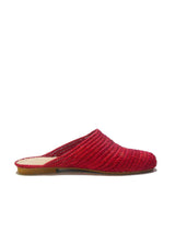 Designer leather and handwoven raffia mule with raffia