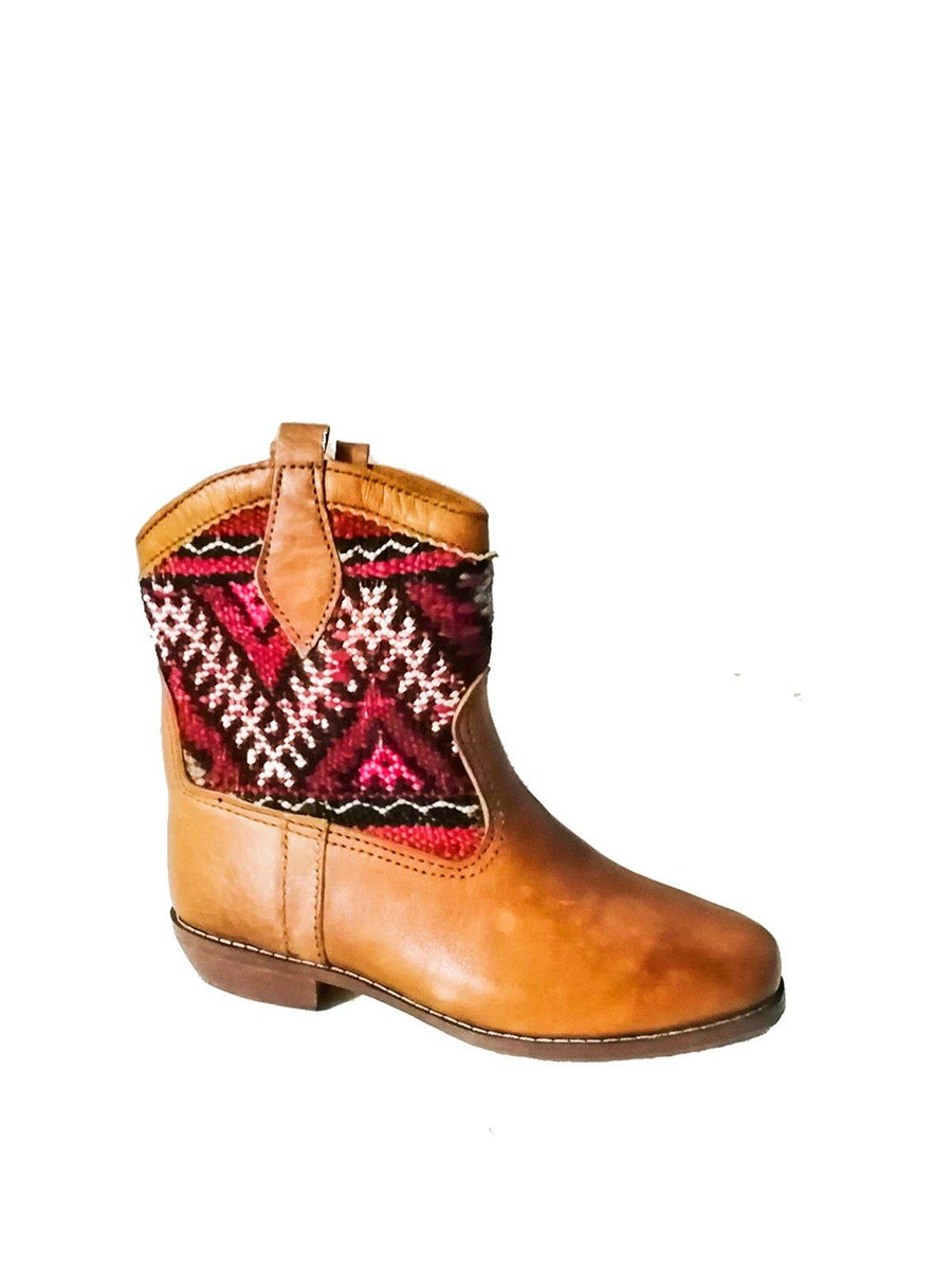 HandKnotted Vintage Kilim and Leather Western Boot. - Vintage Kernel