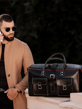 Genuine leather weekender bag