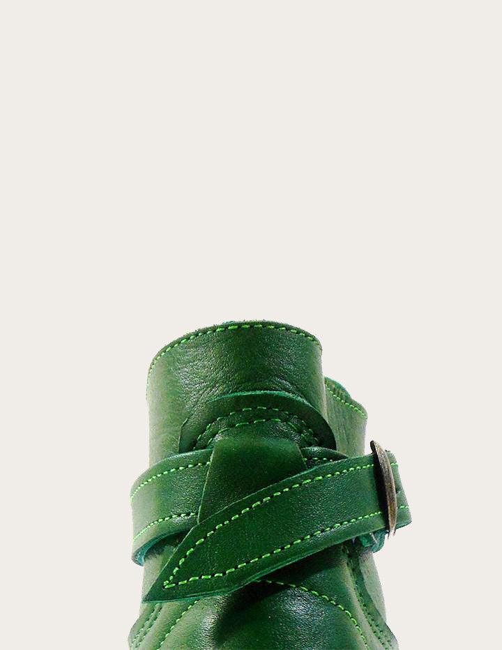 Handcrafted Emerald Green Ankle Combat Boot. - Slow Chic Fashion