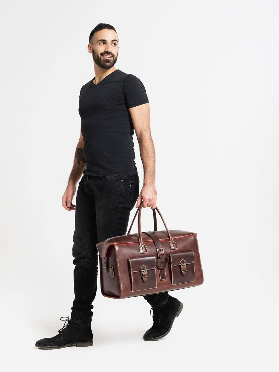 Luxurious Leather Weekender Bag,  Handmade. - Vintage Kernel