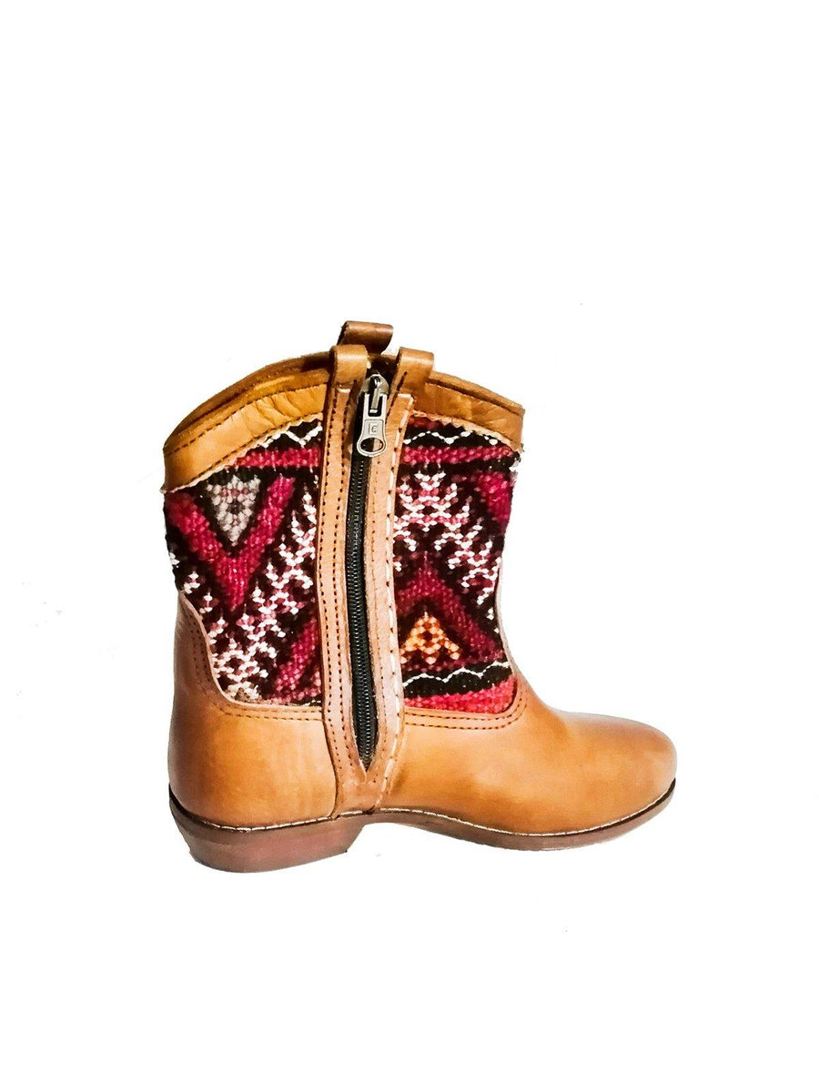 HandKnotted Vintage Kilim and Leather Western Boot. - Vintage Kernel