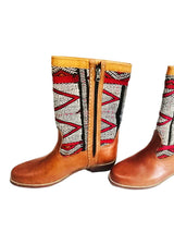 leather and kilim and kilim western boot with kilim