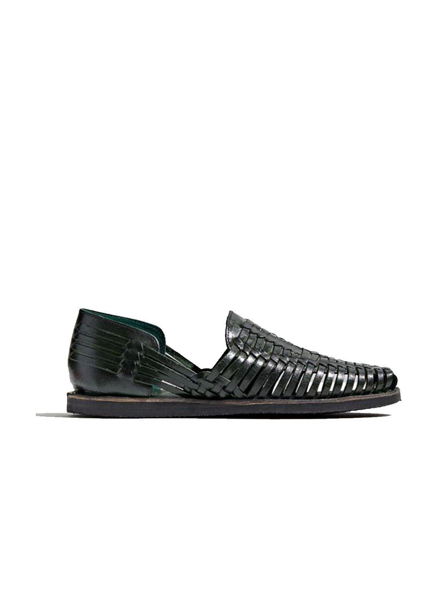 Black Genuine Leather Huarache Loafers. - Vintage Kernel