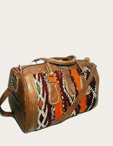 Leather and vintage kilim weekender bag with kilim