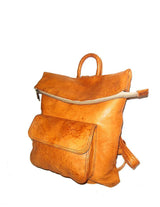 Minimalist goat leather roll-top backpack