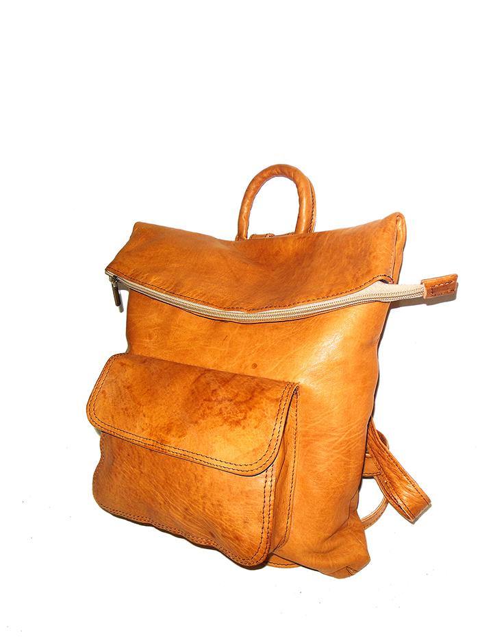 Minimalist Goat Leather Roll-top Backpack - Vintage Kernel